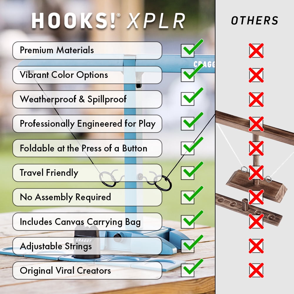 HOOKS! XPLR - Portable Metal Head to Head Ring Toss Game