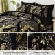 thumbnail image 4 of Juego de edredón para cama de damasco bohemio, dorado, negro, dorado, tamaño king, 4 of 7