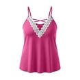 thumbnail image 4 of LEKWK Camisole Tops for Women Plus Size Lace Trim Criss Cross V Neck Tank Tops Spaghetti Strap Loose Fit Comfy Summer Shirts Fashion Going Out Y2K Shirts, 4 of 7