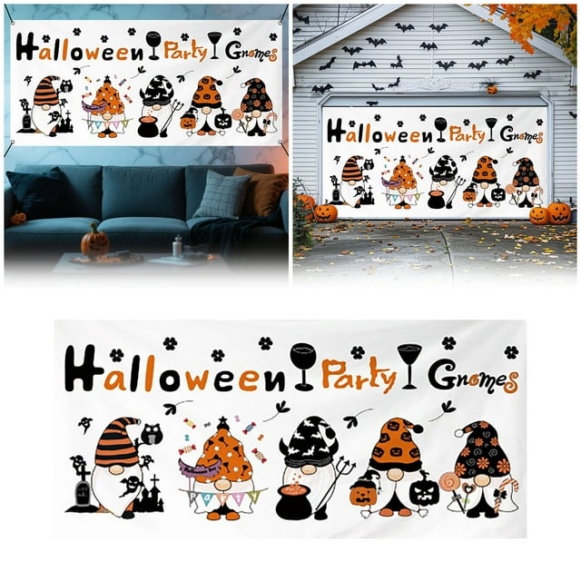 Halloween Garage Door Decoration Banner Halloween Garage Wall Decoration Suitable For Outdoor Home Courtyard Decoration Parties Flag Pole Set for Collapsible Flag Pole Portable for Telescoping Flag