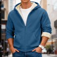 thumbnail image 3 of yuCgh Men's Winter Fleece Lined Hooded Jacket, Thickened Zip Up Coat with Multiple Pockets, Casual Outdoor Jacket for Cold Weather & Daily Wear,Blue,XL, 3 of 7