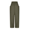 thumbnail image 6 of SELONE Green Wide Leg Dress Pants for Women with Pockets Plus Size Lounge Pants Wide Leg Cropped Trouser Loose Casual Long Beach Pants Drawstring Solid Lightweight 3XL Tall Breathable Summer Clothes, 6 of 6