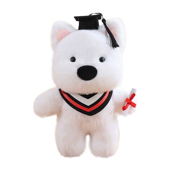 Graduation Season Cartoon Doctor Puppy Toy Wearing Academic Cap Adorable Soft Stuffed Animal Doll for Celebration