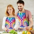 thumbnail image 5 of Colorful Rainbow Tie Dye Spiral Pattern Apron-Garden Aprons for Women with Pockets-Cotton Linen Waterproof Kitchen Cooking Gardening Aprons Adjustable for Kitchen,Cooking,BBQ and Salon 33x27 Inch, 5 of 7