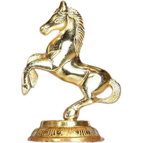 Handicrafts Jumping Horse Metal Statue Gift for Wealth and Bright Future (Gold)