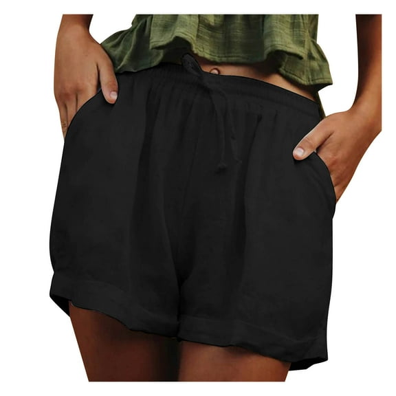 Sngxgn Women's Shorts Shorts with Deep Pockets Long Shorts for Women Lounge Walking (Black,XXL)