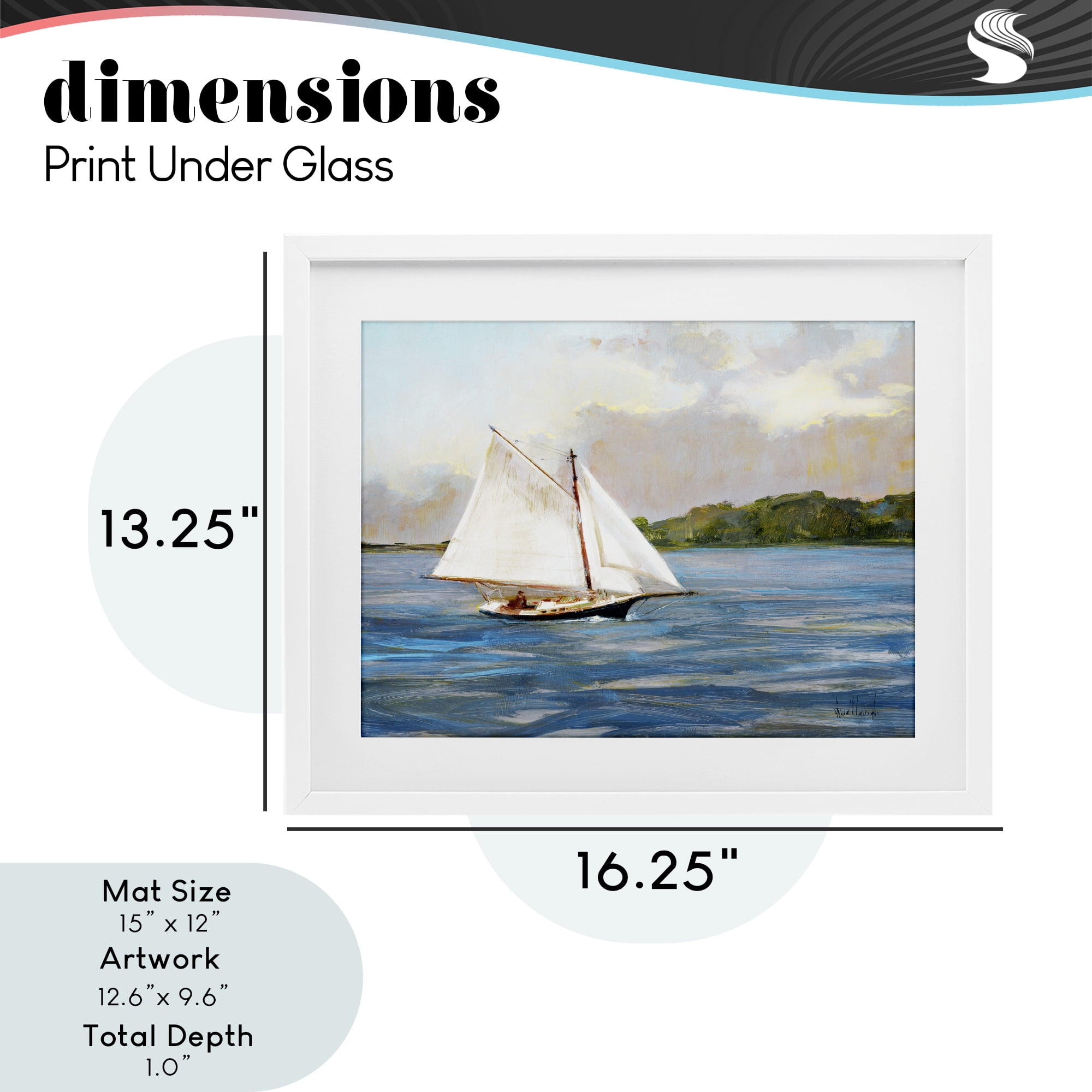 Stupell Industries White Sailboat on Calm Blue Sea White Framed Print Under Glass, design by Katie Swatland