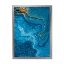 Designart 'Abstract Blue Marble Composition II' Modern Framed Art Print