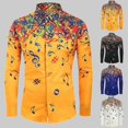 thumbnail image 2 of Hommes Casual Nouveauté Musical Note Pattern Manches Longues Chemise Top Blouse pour Parti, 2 of 5