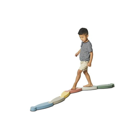 GONGE River Balance Course Set - 7 Elements for Gross Motor Skills Development, Multiple Path Creations - Safe and Sturdy - Ages 2+, Nordic