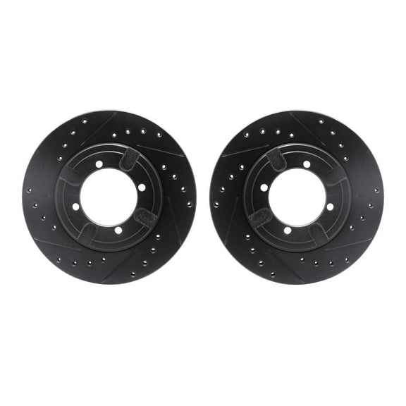Dynamic Friction Company Front Brake Rotors-Drilled and Slotted-Black 8002-72008
