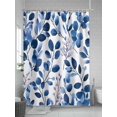 thumbnail image 5 of Shower Curtains Ombre Blue Leaves Plant Bath Curtain Watercolor Art Waterproof Bathroom Shower Curtain Set with Hooks Decoration 72 x 72 Inches, 5 of 7