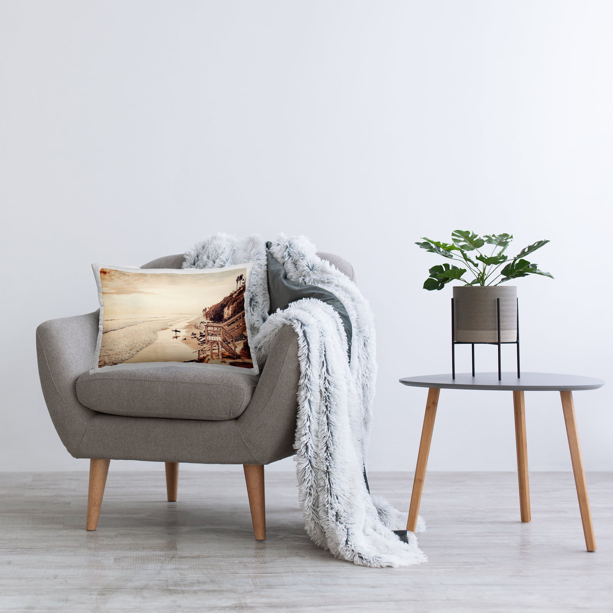 Stupell Industries Sunset & Surf Landscape Decorative Printed Throw Pillow Design by Sisi and Seb.