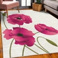 thumbnail image 3 of Floral Decorative Rug, Poppy Flowers Vivid Petals Buds Pastoral Purity Mother Earth Nature Design, Quality Carpet for Bedroom Dorm and Living Room, 6 Sizes, Hot Pink, by Ambesonne, 3 of 4