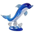thumbnail image 3 of Healifty Blue Crystal Glass Dolphin Figurine Animal Sculpture Statue Paperweight Sea Ornament Home Tabletop Decorative Showpiece Centerpiece, 3 of 6
