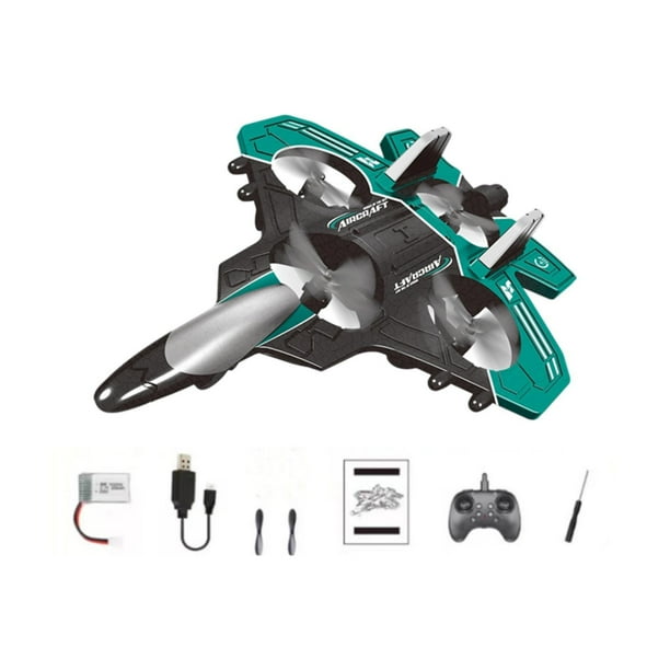 Avión de de espuma con control remoto, juguete con de luz, para manualidades, para niños, ideal para el patio, regalo de cumpleaños. Verde