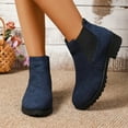 thumbnail image 2 of Rokment Chukka Ankle Boots for Women 2025 Fall Winter Fashion Suede Round Toe Chunky Low Heel Non Slip Slip-On Dress Short Booties Blue Size 8.5, 2 of 6