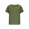 thumbnail image 4 of Dvprdro Womens Short Sleeve Crew Neck Tops Solid Cotton Linen Feel Pullover Blouses Casual Summer Shirts, 4 of 6