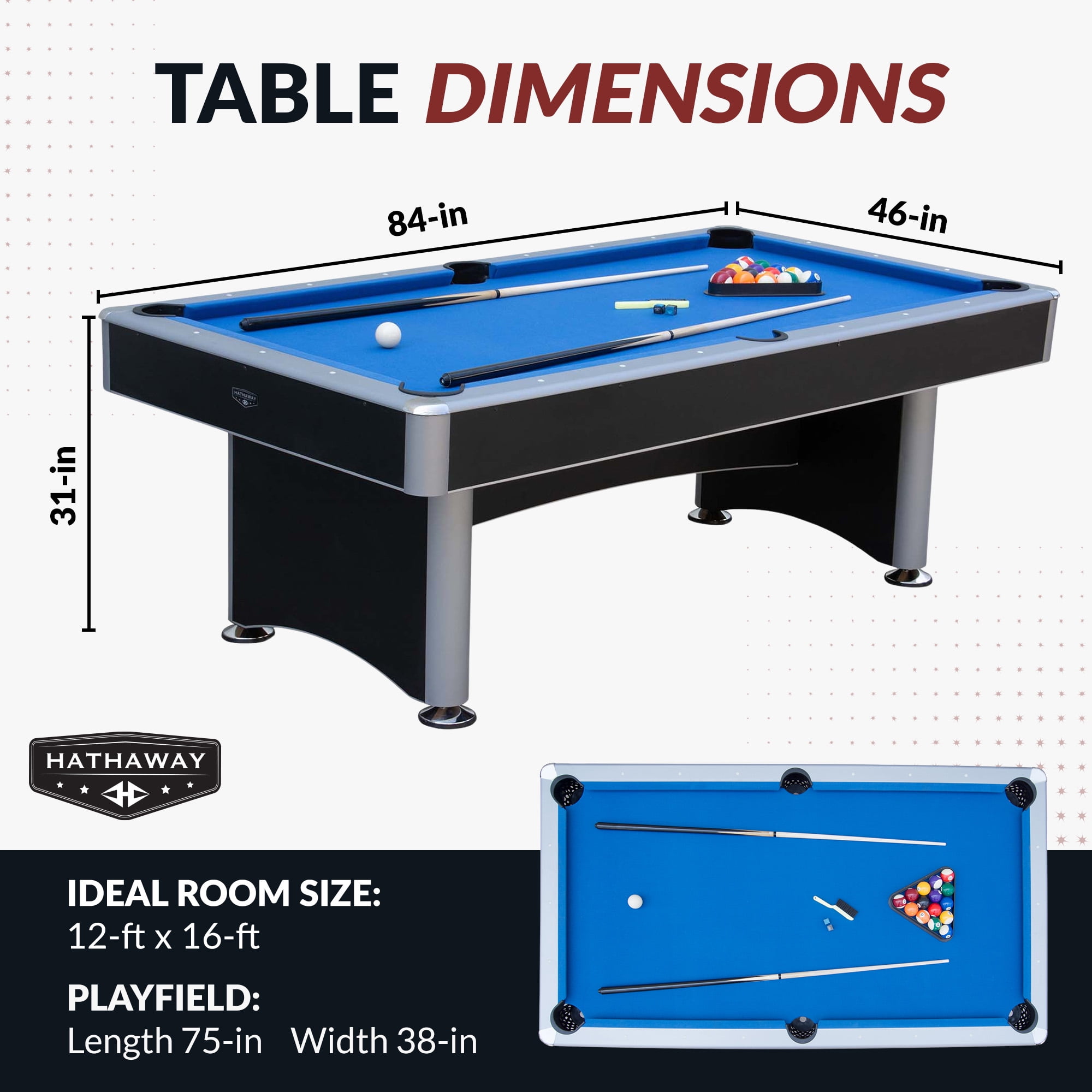 カウンターテーブル・ハイテーブル WTW MARVERICKS TABLE Hathaway Maverick II 7 ft. Pool Table with Table Tennis Top