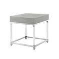 thumbnail image 6 of Ebbe Light Grey/Chrome End Table - High Gloss Finish, Acrylic Legs, Stainless Steel Base, 1 Drawer, 6 of 9