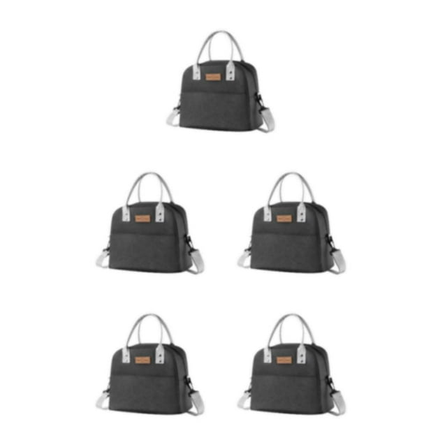 ZheElen Pack Lunch With Confidence Insulated Bento Bag Designed For Large Capacity With Strap+Black 5Set