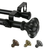 13/16" Dia Adjustable 28-48" Adelina Double Curtain Rod in Black