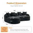 thumbnail image 3 of HUTWIFE 100" Modern Luxury Plush Chenille Sofa With 4 Throw Pillows For Living Room Bedroom Apartment, black, 3 of 7