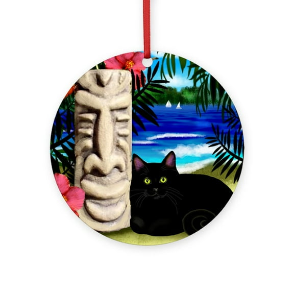 CafePress - Bc Tiki -  Round Wood Ornament 4"