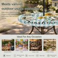 thumbnail image 6 of Round Outdoor Tablecloth with Umbrella Hole and Zipper, Sunflower Tablecloth with Elastic Waterproof, Teal Green Check You Are My Sunshine Bee Patio Table Covers for 31" - 35" Picnic Pool Tables, 6 of 9