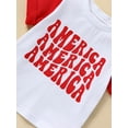thumbnail image 6 of Toddler Baby Boy 4th of July Outfits Short Sleeve Letter Print Shirt +Star Stripe Shorts Set 2Pcs Summer Clothes, 6 of 8