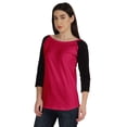 thumbnail image 2 of Inkmeso T-Shirt Raglan à Blocs de Couleur pour Femmes à Manches Trois-Quarts, T-Shirt de Baseball, Haut de Maillot de Sport Décontracté, 2 of 8