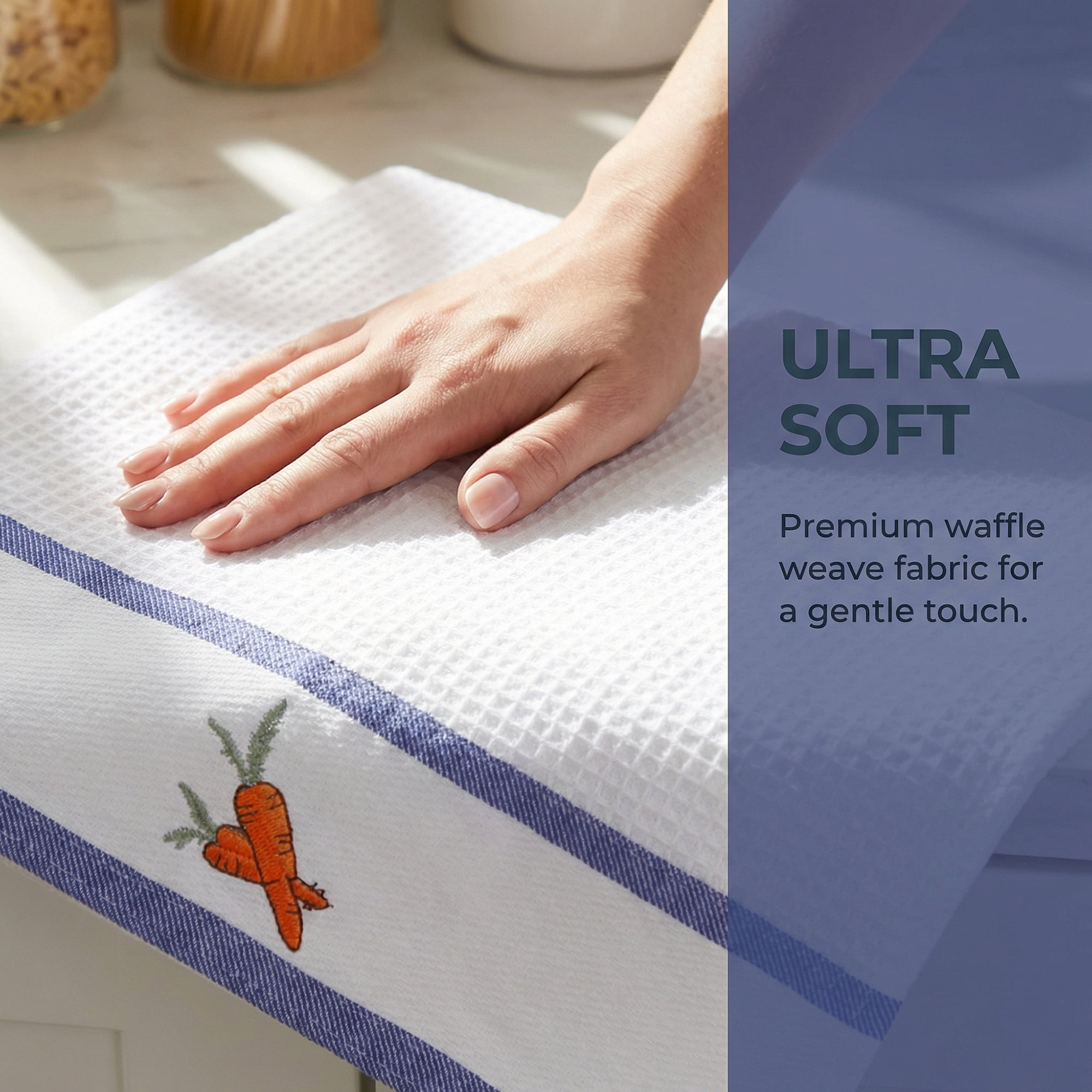 Unique Bargains 2Pcs Cotton Absorbent Fast Drying Dish Towels White Carrots 25" x 15"