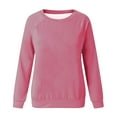thumbnail image 4 of VKEKIEO College Sweatshirts Crew Neck Long Sleeve Solid Walking Hot Pink Polyester Sweatshirts For Women, 4 of 5