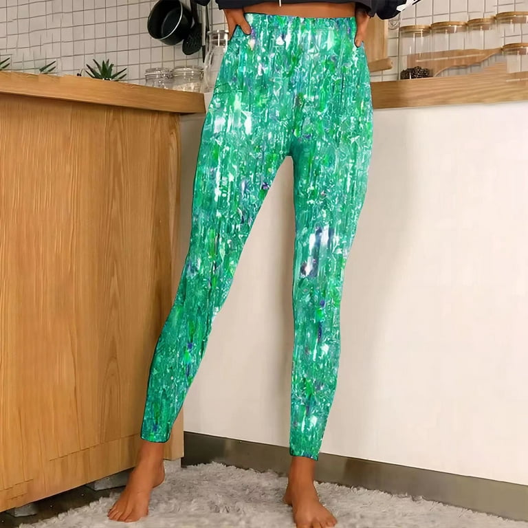 QATAINLAV High Waisted Yoga Pants for Women Fashion Sequin Glitter