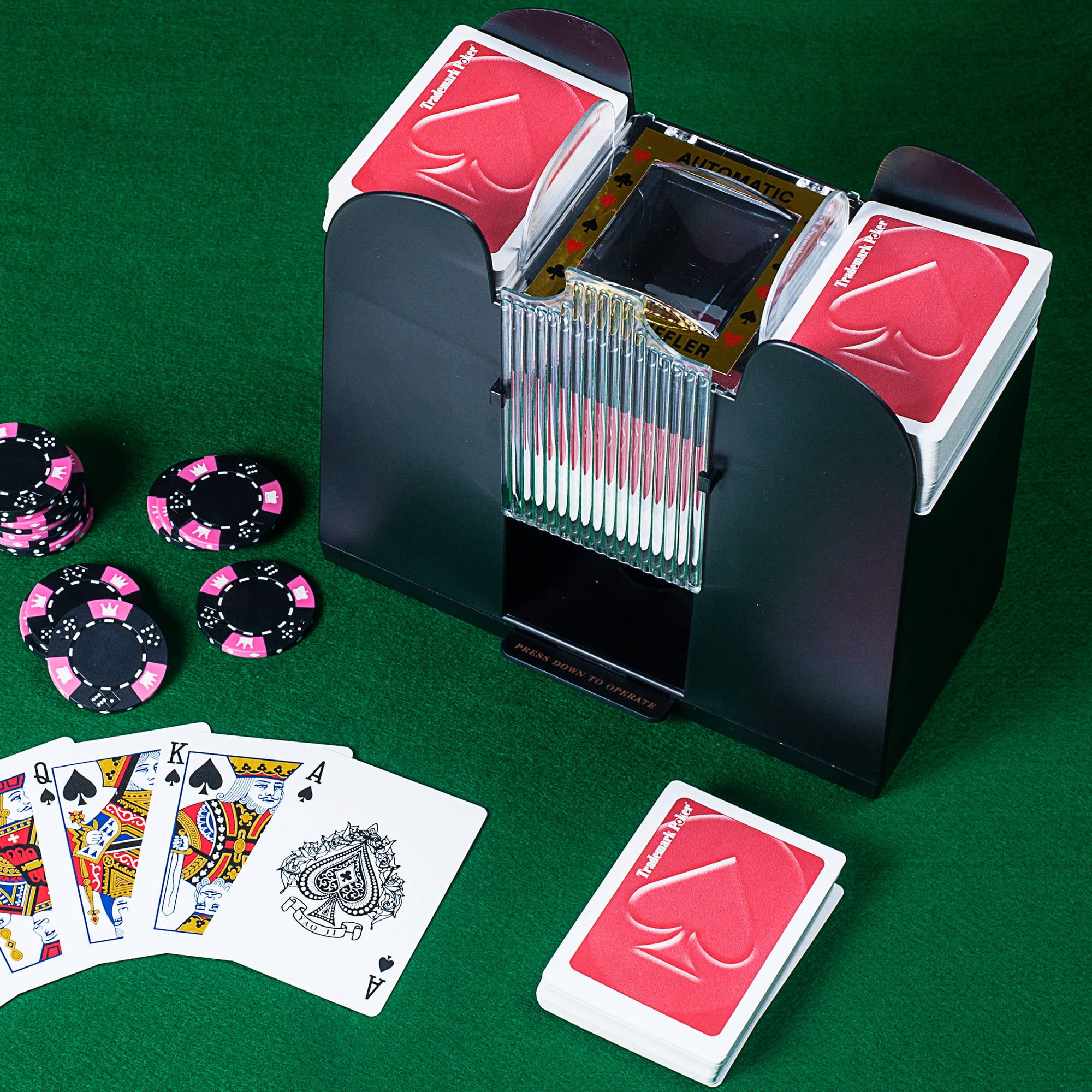 BLENGA Electronic Poker Shuffler Battery Operated Card Game 4 Decks of Card Shuffler Poker Card Board Game Automatic Shuffler
