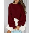 thumbnail image 3 of PRETTYGARDEN Women's Oversized Sweaters Fall Chunky Knit Pullover Lantern Sleeve Crewneck Jumper Tops Trendy Clothes, 3 of 10