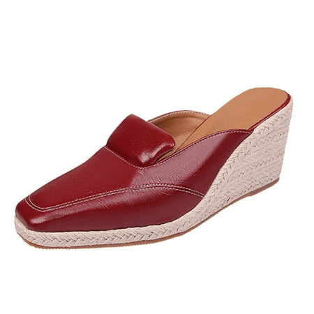 

Platform Sandals for Women Platform Wedges Summer Heel Fisherman Shoes Pointed Toe Fisherman Straw Espadrilles Large Size Slippers Espadrilles Womens Colorsa