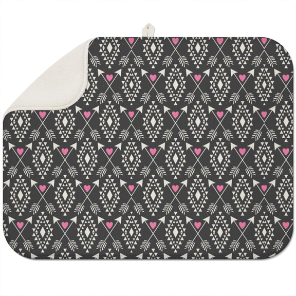 Boho floral drying pad 18x24 Inch in microfiber, washable and decorative, great for drying pots, utensils, and cutlery