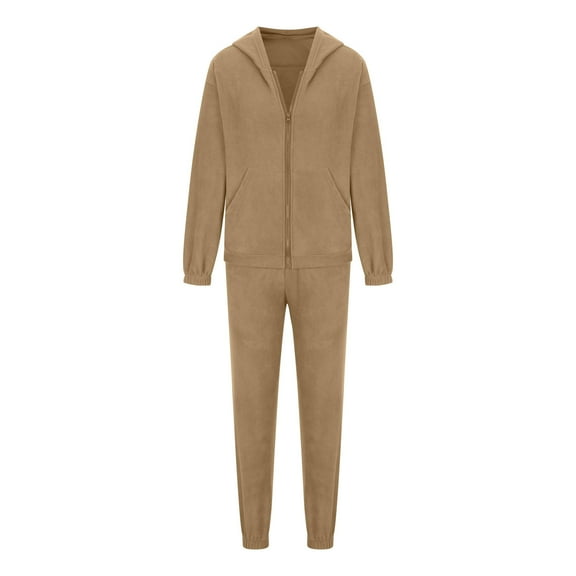 HAiming Fleece Tracksuit Set for Women Long Sleeve Full Zip up Hoodie Jogger Sweatpants Suit Matching 2 Piece Oufits