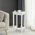 thumbnail image 3 of Gymax Table de Chevet à 2 Niveaux Table d'Extrémité Table d'Appoint Table Basse Pieds en Bois Chambre Blanc, 3 of 10