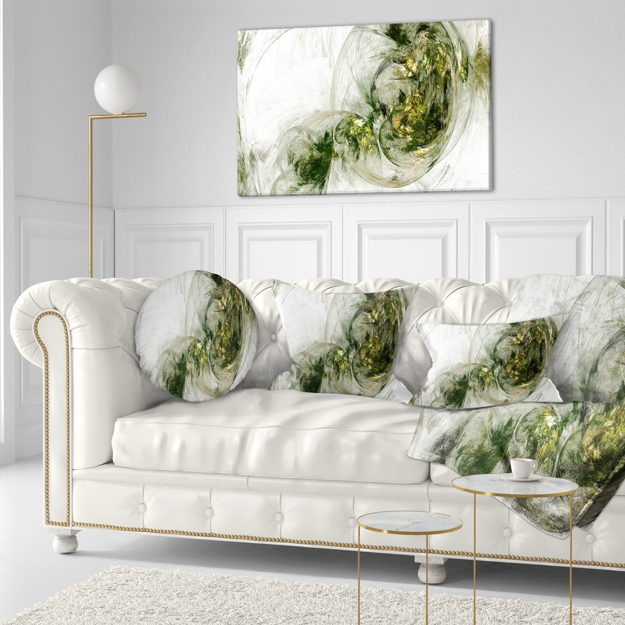 Designart Colored Smoke Green - Abstract Throw Pillow - 12x20