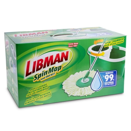 Libman Spin Mop and Bucket All in One Mop Kit 16" Premium Microfiber Mop Head