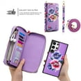 thumbnail image 5 of ELEHOLD Multi-Functional Wallet Case for Samsung Galaxy S24 Plus Large Capacity 14 Card Slots Magnetic Detachable Phone Case with Wristband Shoulder Strap Luxury Flower Purse Phone Bag,Purple, 5 of 8