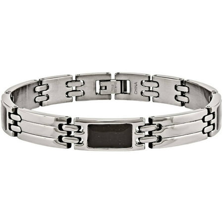 Primal Steel Stainless Steel Black Carbon Fiber Bracelet, 8.5