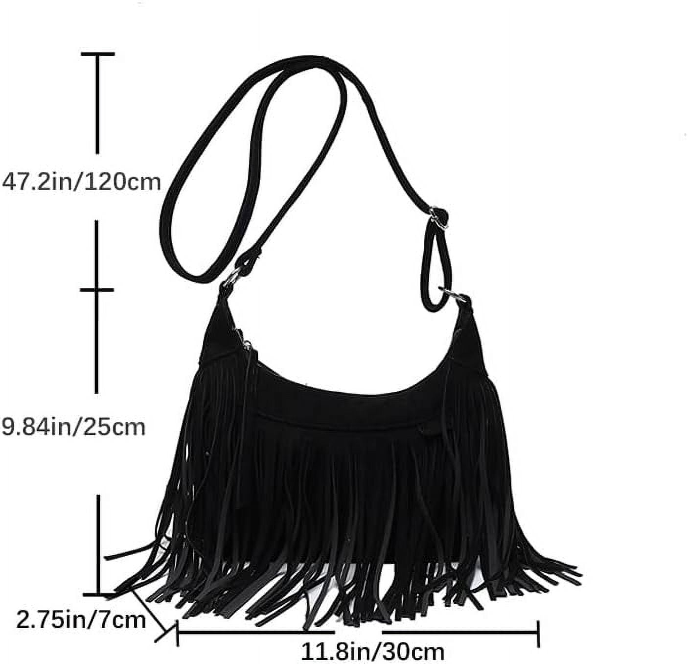 Kukuzhu Boho Hippie Purses Fringe Tassel Faux Suede Shoulder Messenger CrossBody Sling Bag Country Concert Outfits for Women