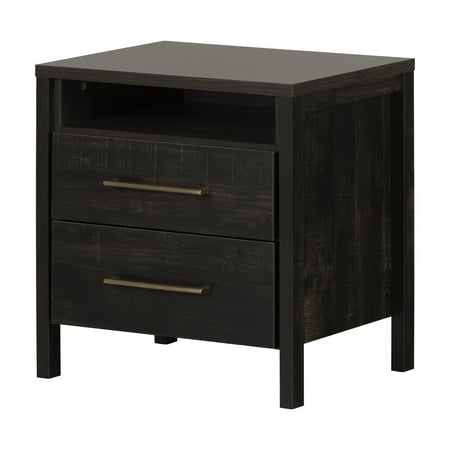Gravity 2 Drawer Nightstand Rubbed Black - South Shore