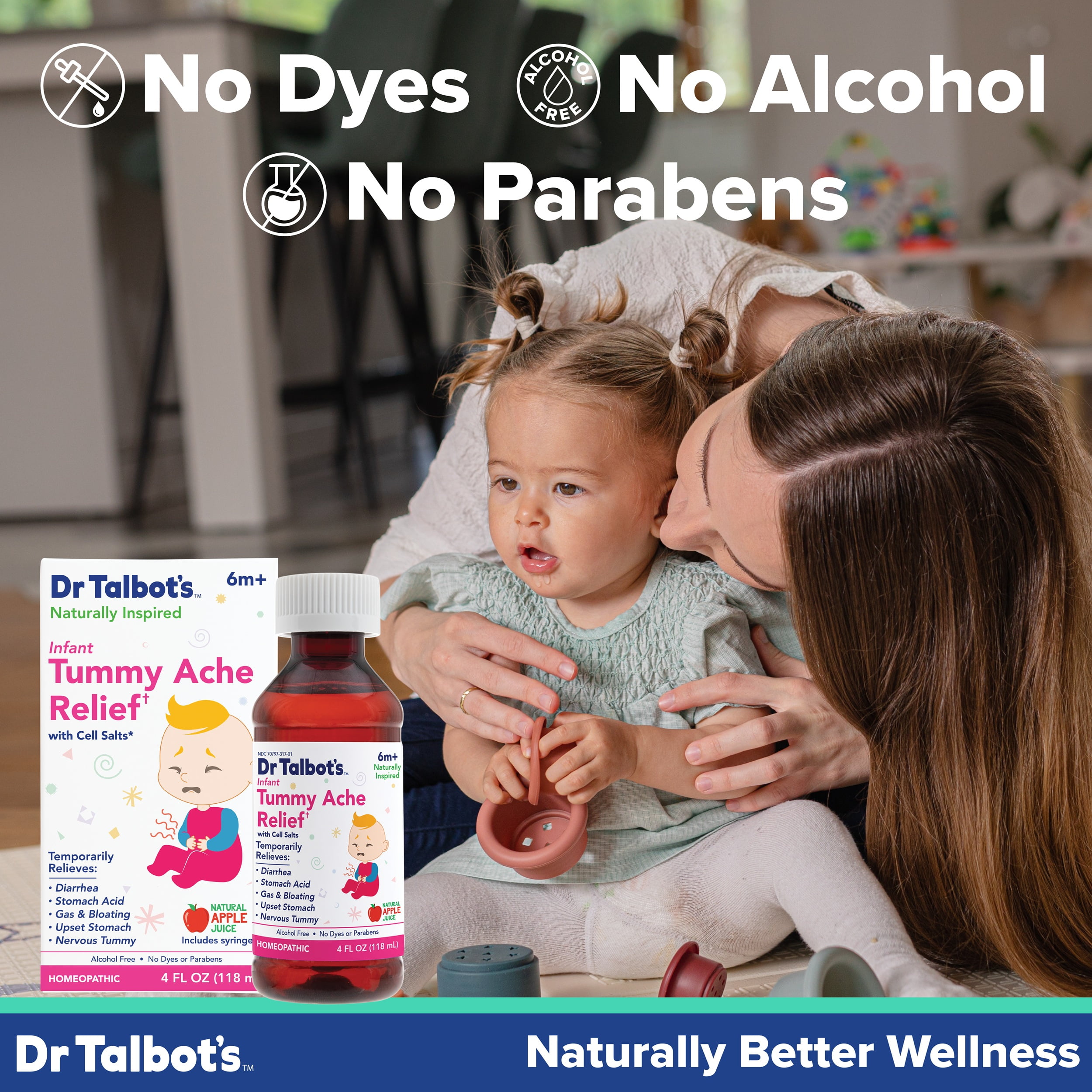 (2 pack) Dr. Talbot's Infant Tummy Ache Relief Medicine with Cell Salts, Apple, 4 fl oz