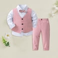 thumbnail image 2 of 4-5 Years Toddler Baby Boys Suit Set 3Pcs Kids Long Sleeve Formal Dress Shirt with Bowtie Vest Pants Suit Tuxedo Wedding Party Outfits 9 12 18 Months 2T 3T 4T 5T 6T Boys Fall Winter Clothes,Blue, 2 of 4