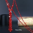 thumbnail image 3 of Collier Pull Perles de Cristal Pailleté Long Collier à Pompons pour Femmes, 3 of 10