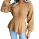 thumbnail image 5 of Lantern Sleeve Tight Waist Sweater, Skin Friendly Women Autumn Winter Knitted Sweater For Home, 5 of 7